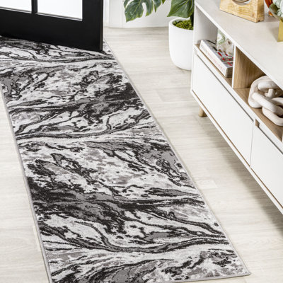 Horfield Marbled Abstract Black/Ivory Rug