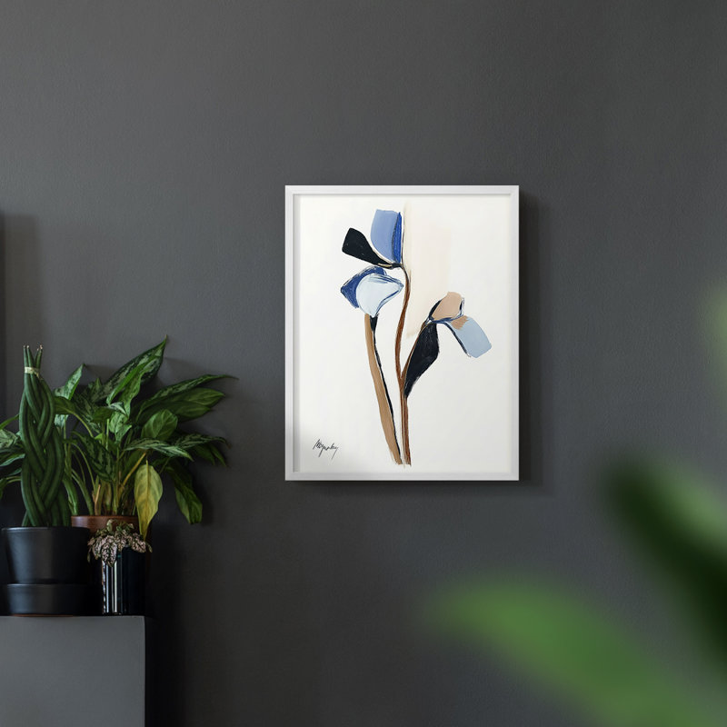 Série FLORAL Dxxxi - reproduction encadrée de qualité supérieure - prête à être accrochée - aucun clou requis, Blanc / Blanc
