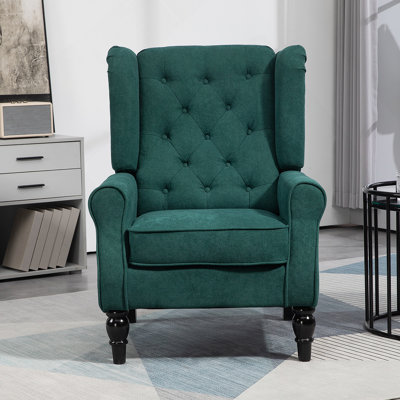 Fauteuil d'appoint capitonné à boutons avec haut dossier à oreilles, accoudoirs rembourrés arrondis et siège rembourré épais pour un confort et un style ultimes