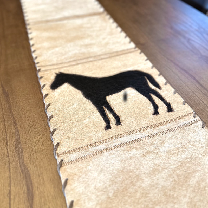 Dark Horse Cowhide Table Runner, 120" L x 12" D
