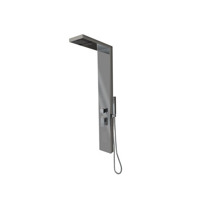LANERI DALLAS 3-Way Hydromassage Shower Panel, Polished Stainless Steel, 133 x 18 cm