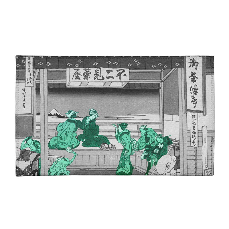Tapis vert / gris Yoshida at Tokaido, Rectangle 3 pi x 5 pi