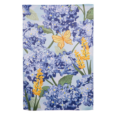 Drapeau de maison Coastal Hydrangeas and Butterflies
