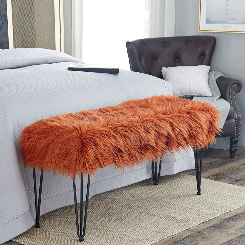 Keilia Upholstered Ottoman, Rust