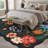 Cherry Machine Washable Floral Black Area Indoor Rug-109922992