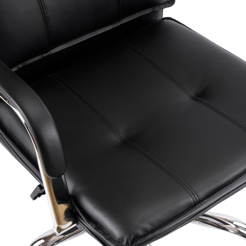 Chaise de bureau en similicuir de luxe - accoudoirs rembourrés, Noir