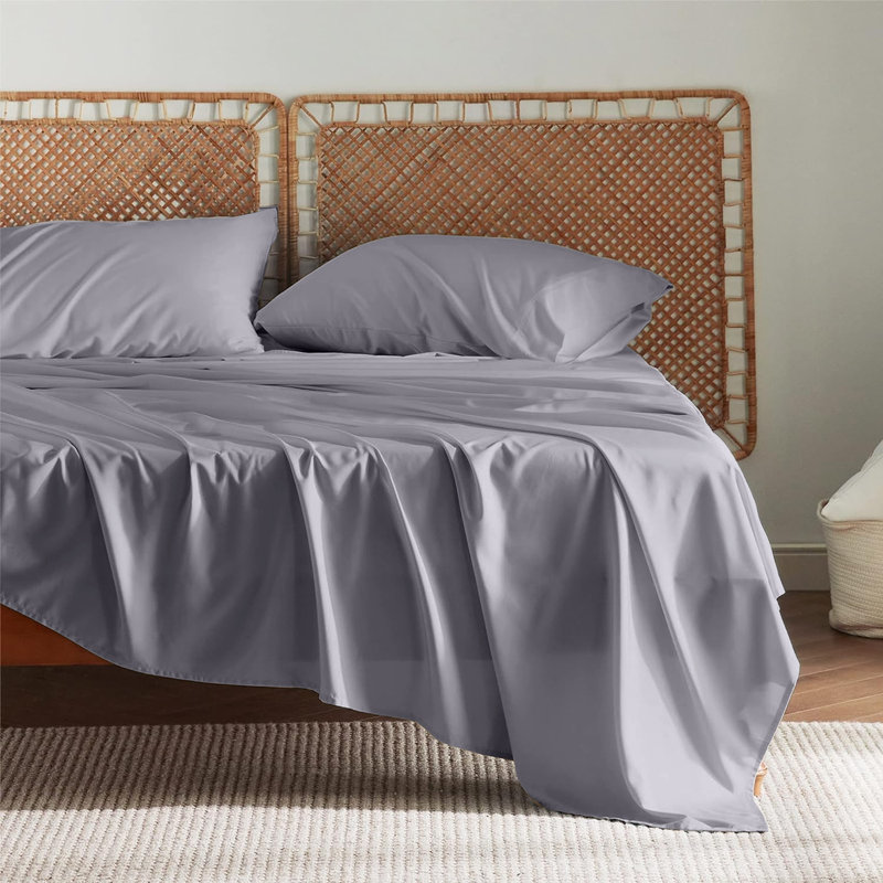 200 Thread Count Egyptian-Like Cotton Flat Sheet – Breathable, Soft and Wrinkle-Free, Grey, Super King (6')