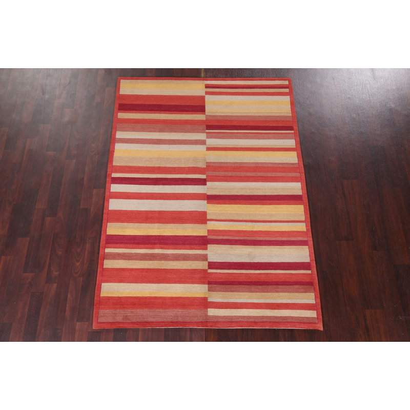 Tapis népalais moderne à teinture végétale noué à la main 5 x 7