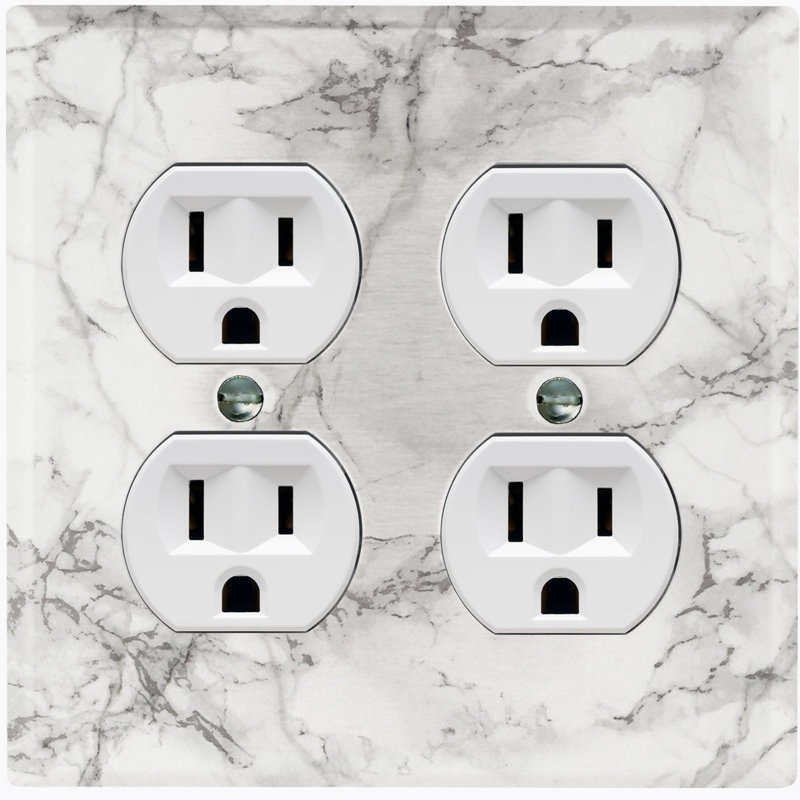Plaque murale 2 prises doubles, Gris clair / Blanc