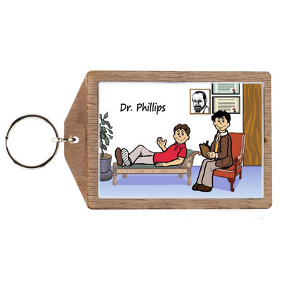 Personalized Therapist, Psychologist - Male Wooden Key Chain