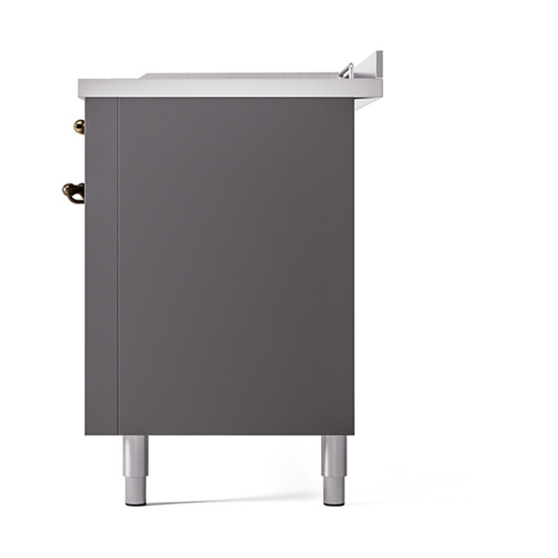 Cuisinière à double combustible ILVE Nostalgie II Series 60 po avec 7 brûleurs scellés, plaque de cuisson et table française (propane liquide, porte pleine)