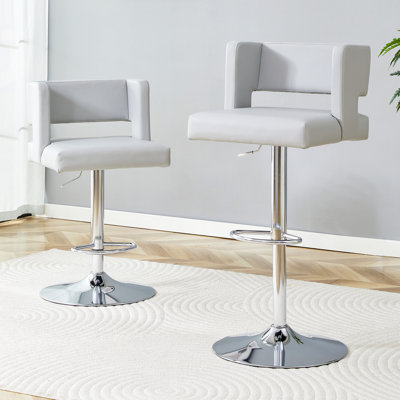 Swivel Upholstered Adjustable Height Counter Stool with Metal Frame (Set of 2)