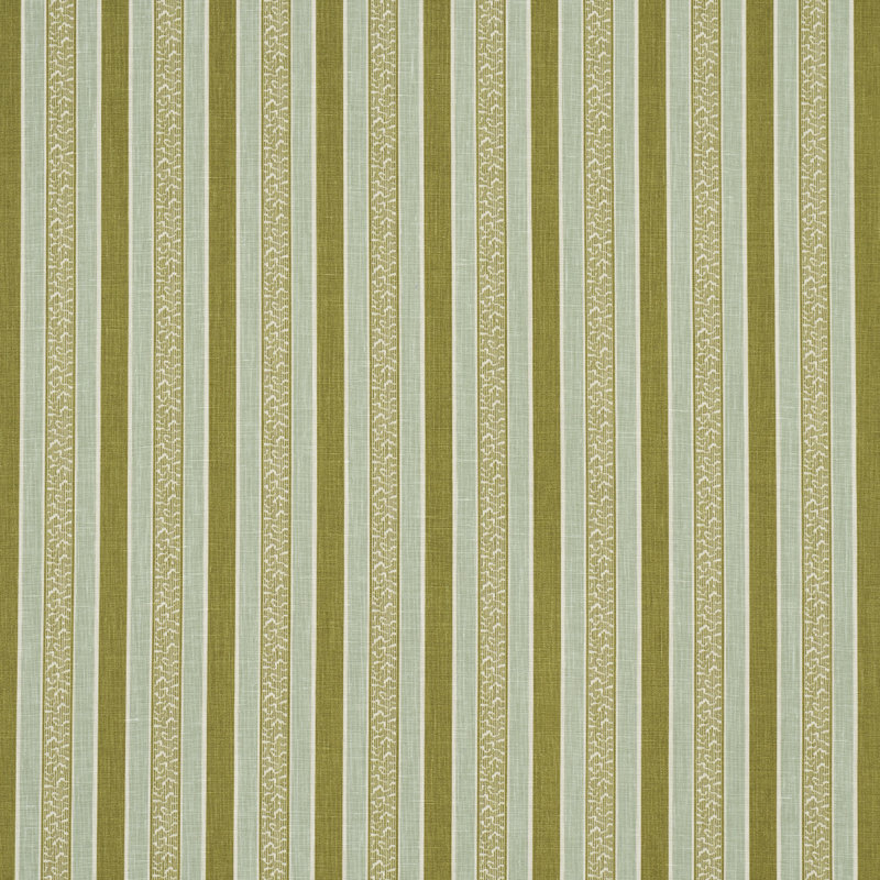 Tissu à rayures Auguste, Ciel / feuille