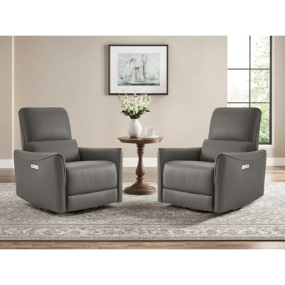 Fauteuil inclinable électrique pivotant en cuir Mikkel