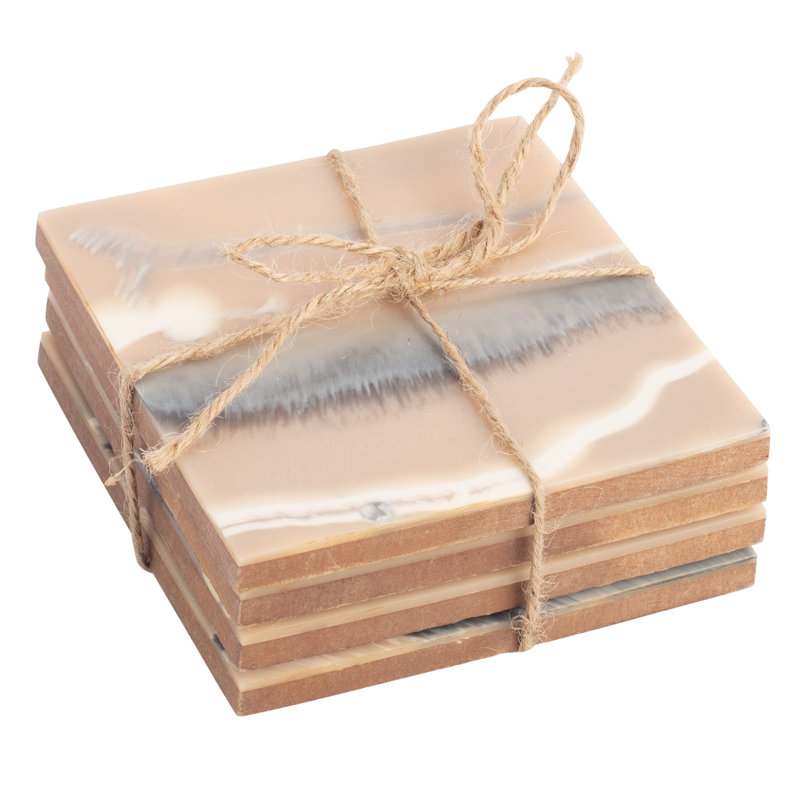 Resin Square 4 Piece Coaster Set