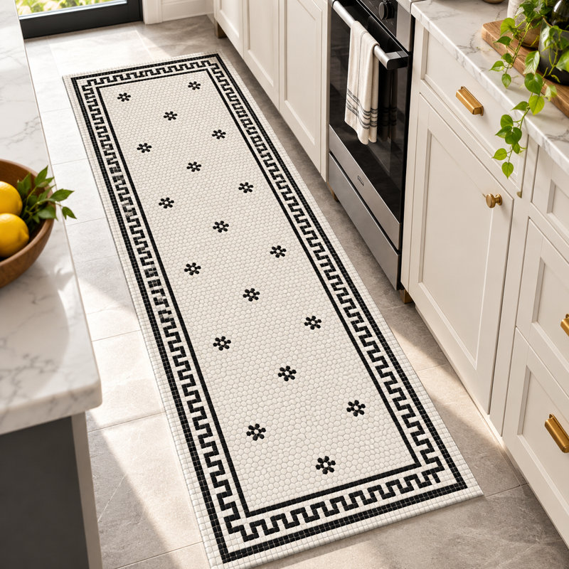 Tapis de cuisine noir Tuxedo, Rectangulaire 2 pi x 4 pi