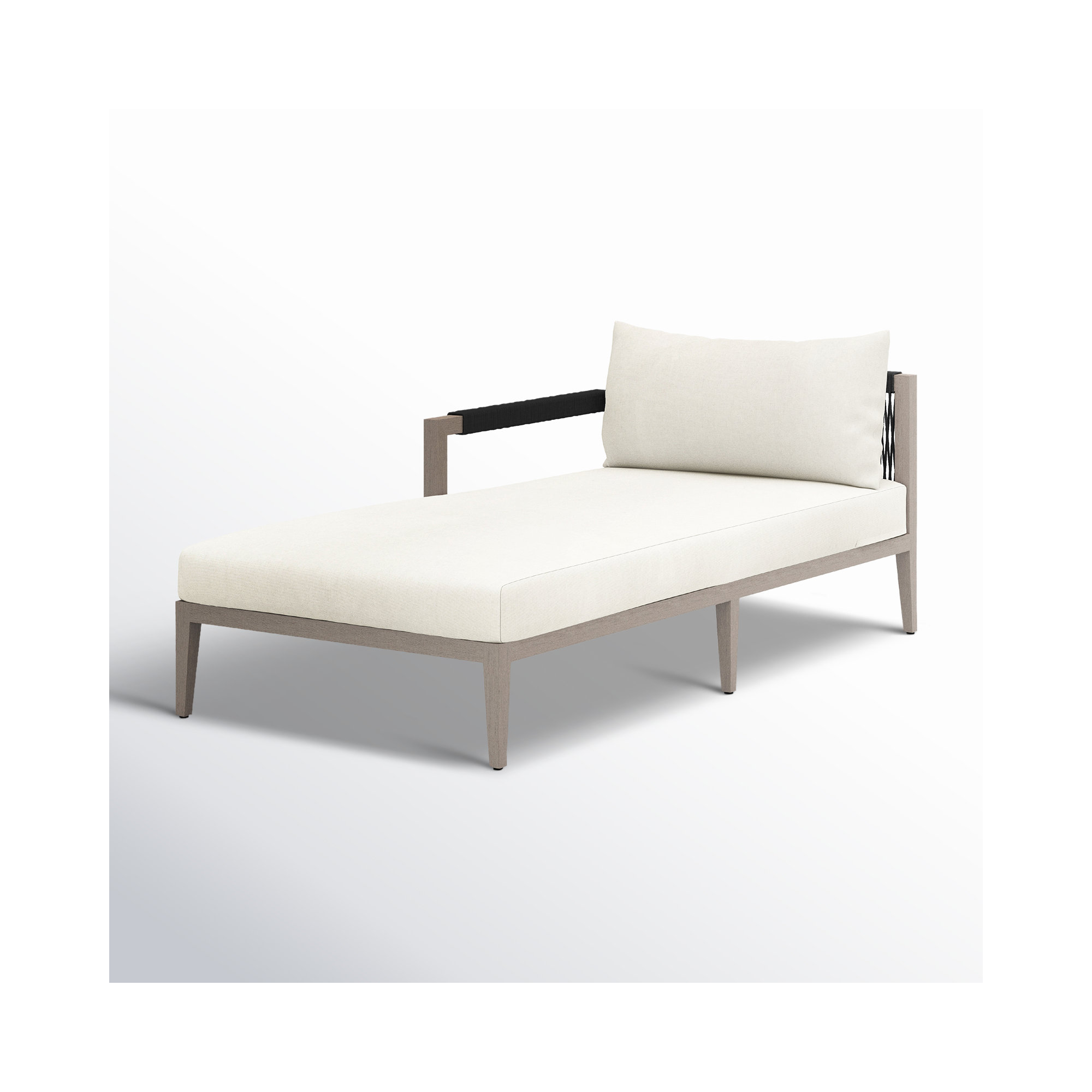 Kristine 33'' Outdoor Teak Chaise Lounge, Weathered Gray/Dark Gray, Polyester Blend Ivory