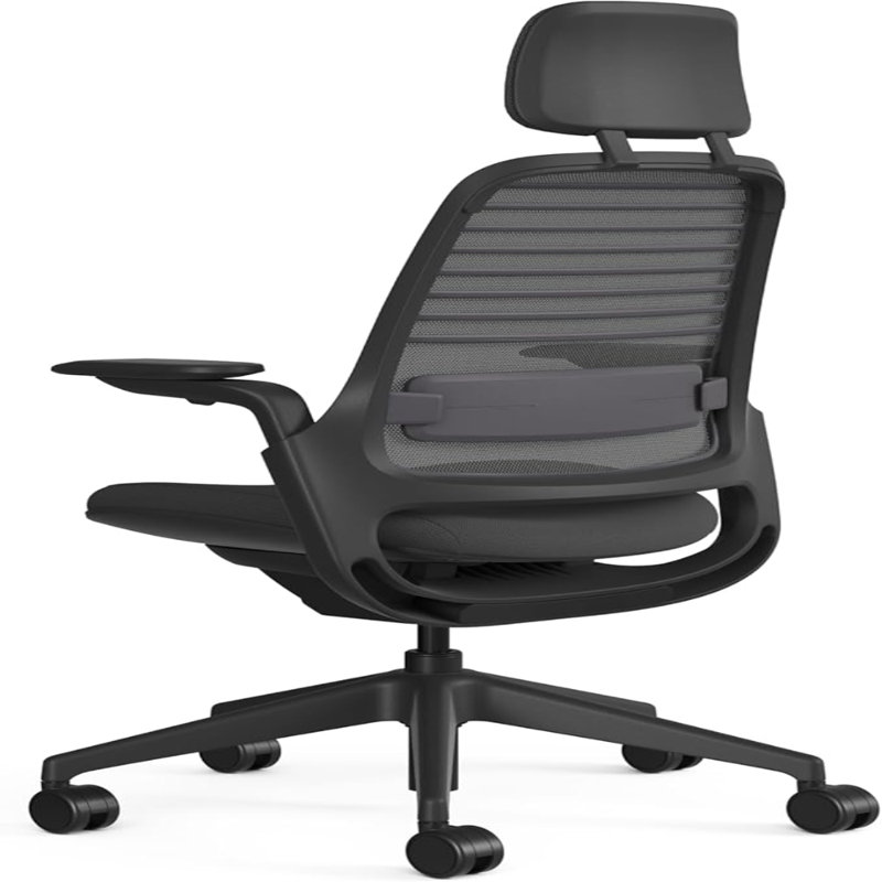 Steelcase Series 1 Frame Graphite With Headrest, 3D Micro Knit