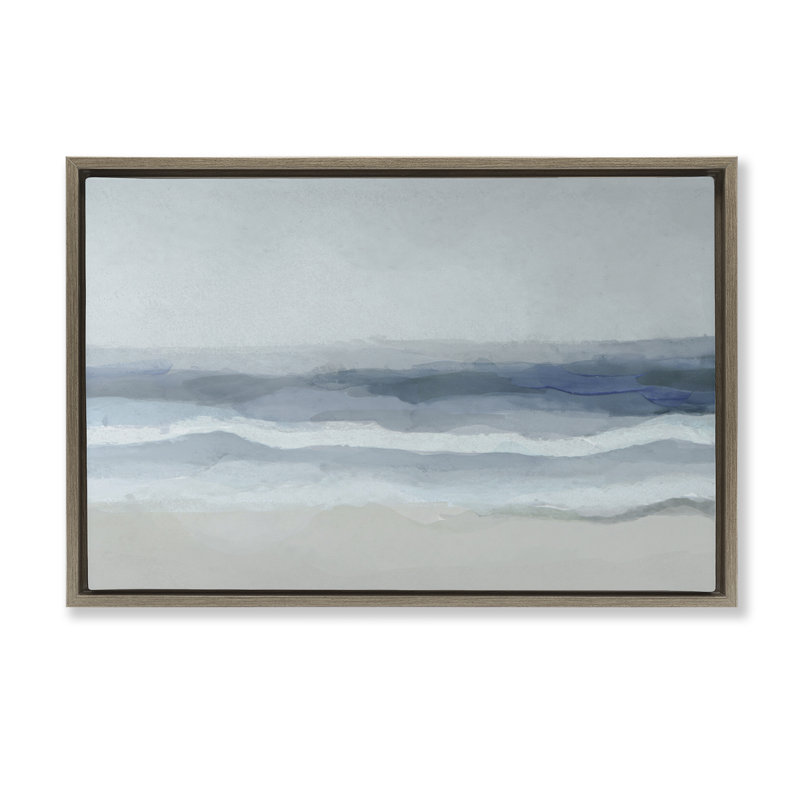 Cadre flottant discret ciel et mer, design par Norm Stelfox, H 17 po x l 25 po, Cadre flottant orme Montalcino