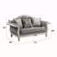 Causeuse Florian en tissu gris et blanc antique avec 3 coussins
