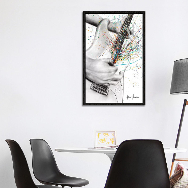 The Guitar Solo by Ashvin Harrison - Print on Canvas, 101.6 cm H x 66.04 cm W, Black Framed