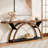70.87'' Console Table with Storage Shelf, Rustic Industrial Sofa Table with Half-Moon Frame for Entryway or Living Room-348928090