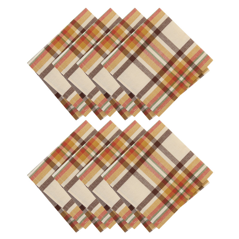 Tocarro Harvest Woven Plaid Cotton Square Napkins