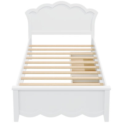 Lit plateforme simple en bois avec tête de lit et deux tiroirs