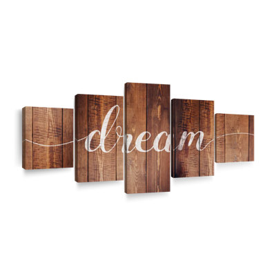 " Dream Rustic Wood Typography " by Faithinart 5 - Pieces