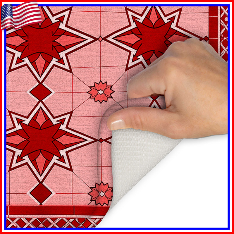 Tapis de bain à motif d'étoile rouge, L 24 po x L 17 po