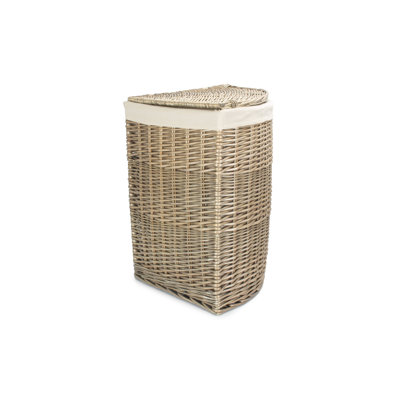 Wicker Antique Wash Laundry Bin with White Lining