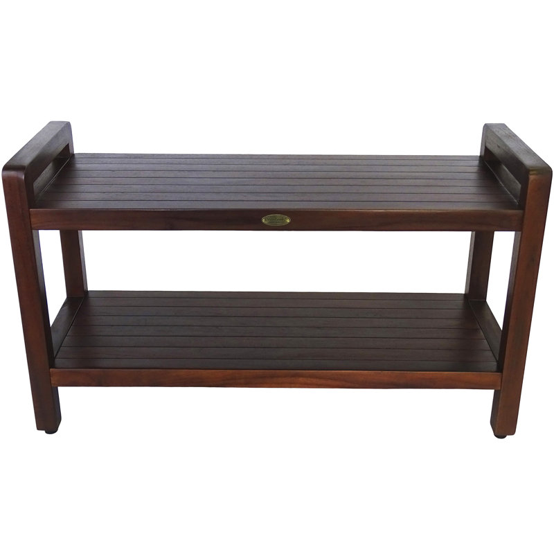 DecoTeak LiftAide Teak Shower Bench, 21" H x 35" W x 13" D