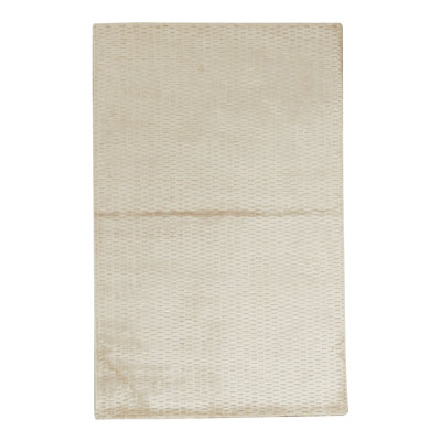 Tapis géométrique gris clair / beige en viscose noué à la main à motif géométrique 3 pi 9 po x 5 pi 9 po
