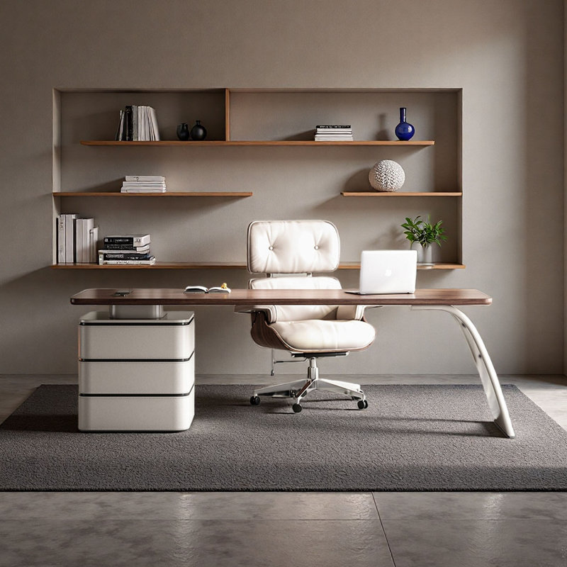 Bureau en bois massif d'inspiration rétro, H 29,5 po x l 70,9 po x P 27,6 po