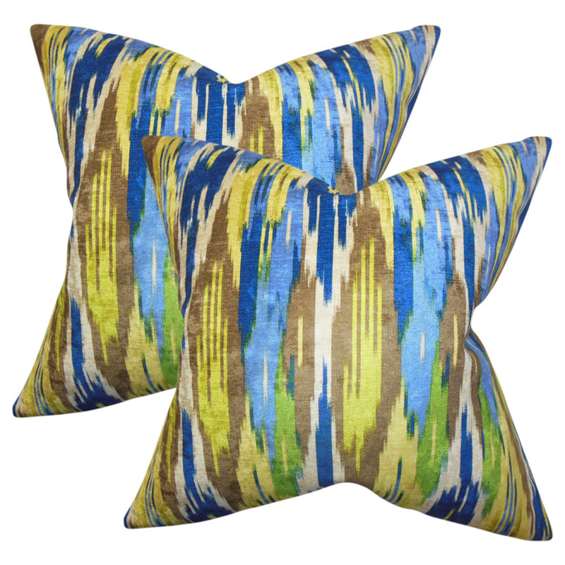 Bannruod Geometric Feather Reversible Throw Pillow
