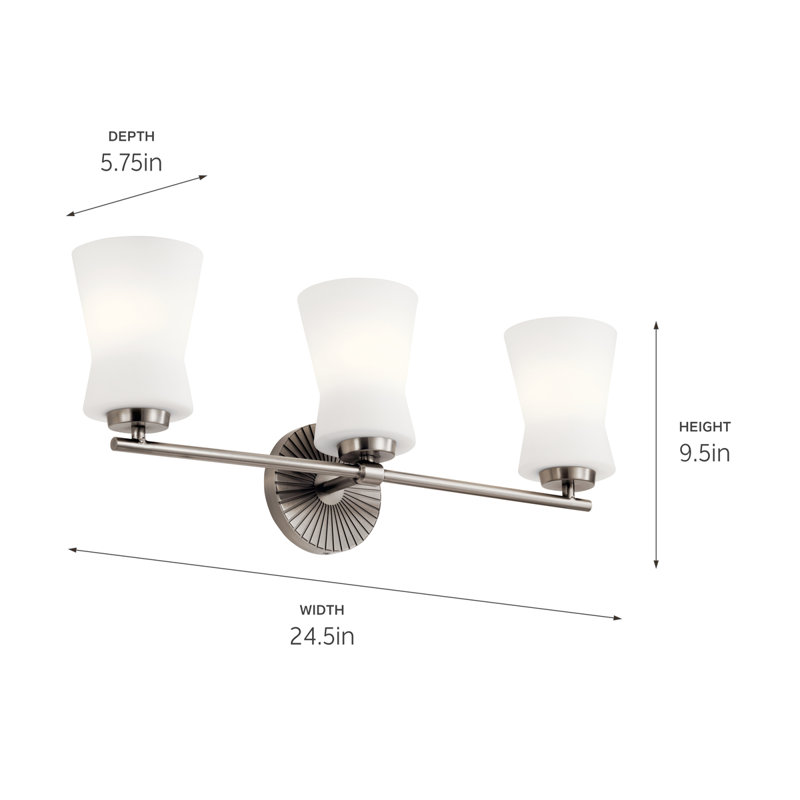 Éclairage pour salle de bain 3 lumières Brianne, Étain classique
