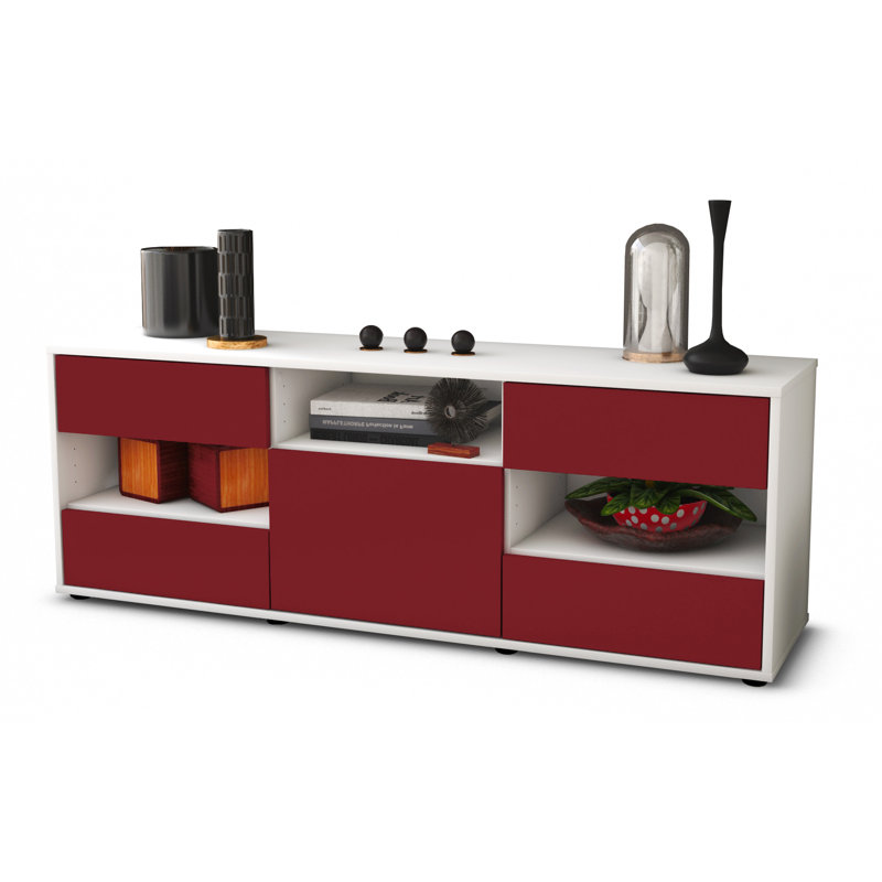 Yarger TV Stand, Red / Matte White