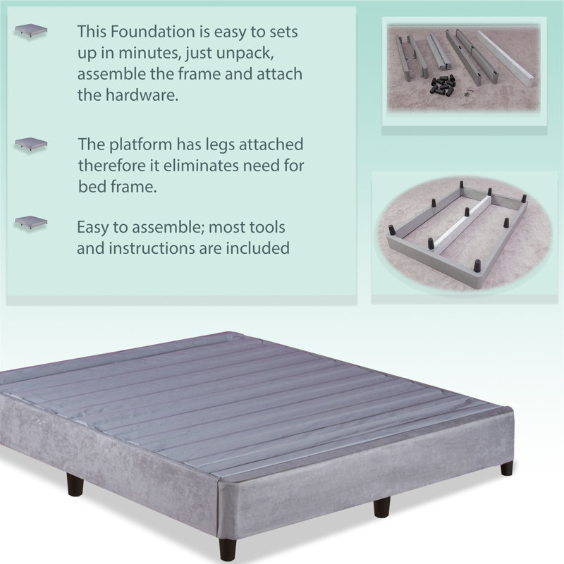 Tatum Upholstered Bed, 13" H x 71.75" W x 83.25" D, Grey