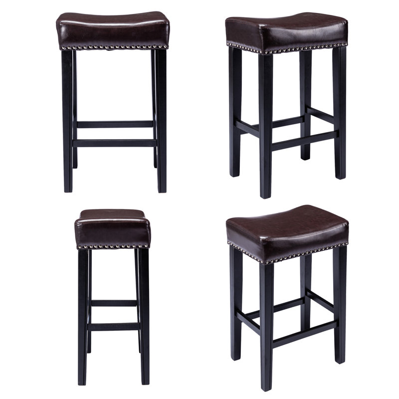 Zacary Counter Height PU Bar Stools, Counter Stool (26” Seat Height), Brown