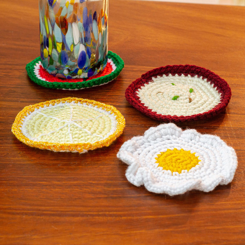 Polyester Round 4 Piece Coaster Set