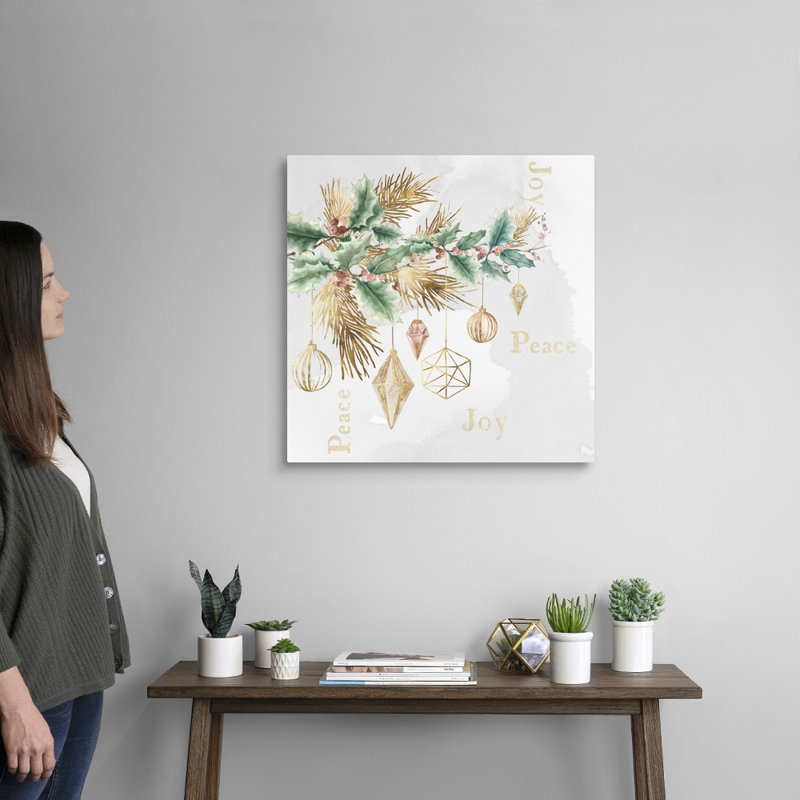 Peace & Joy Branch-impression d’art textuel sur toile, Toile tendue, H 24 po x l 24 po x P 1,25 po
