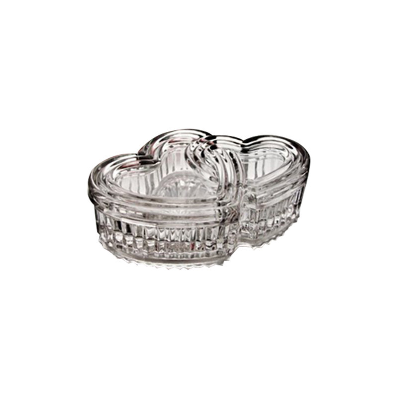 Boîte à accessoires en cristal double cœur