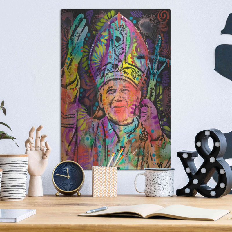 «Pope» par Dean Russo, art mural en métal, H 16 po x l 12 po