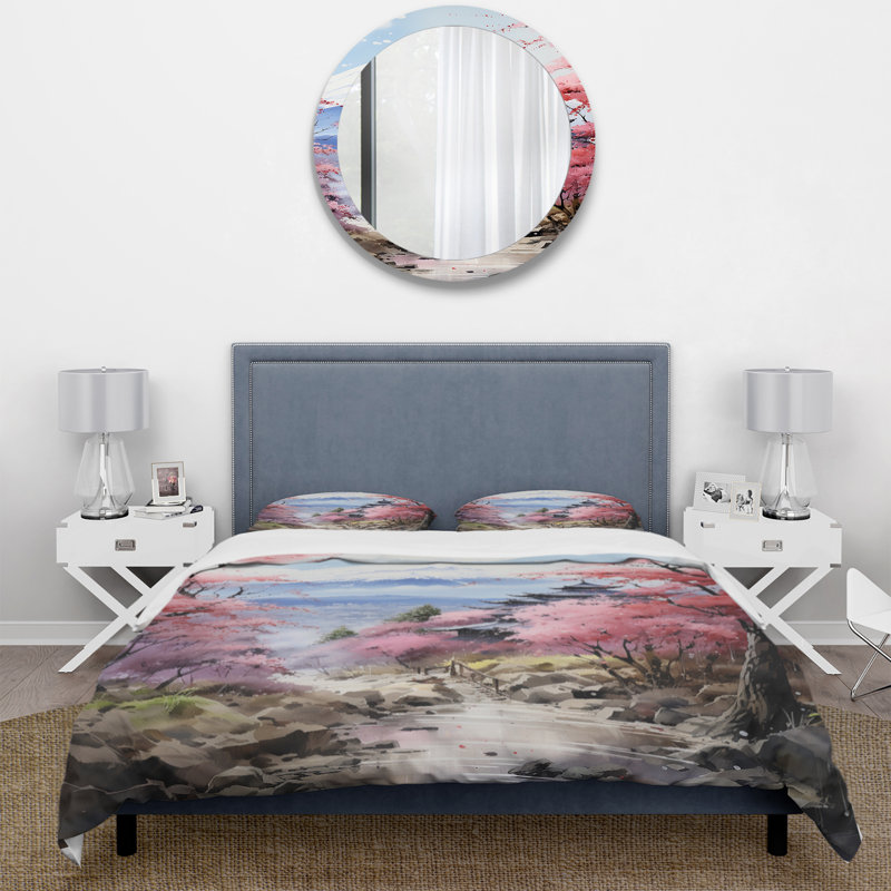 Asian Art Majestic Mont Fuji III - Ensemble de housse de couette Asian Art - Microfibre de polyester