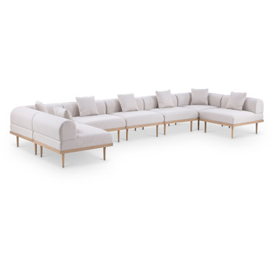 Madeleine 177.5" Resilient Water Resistant Olefin Fabric Upholstered 7Pc. Outdoor Patio Modular Sectional