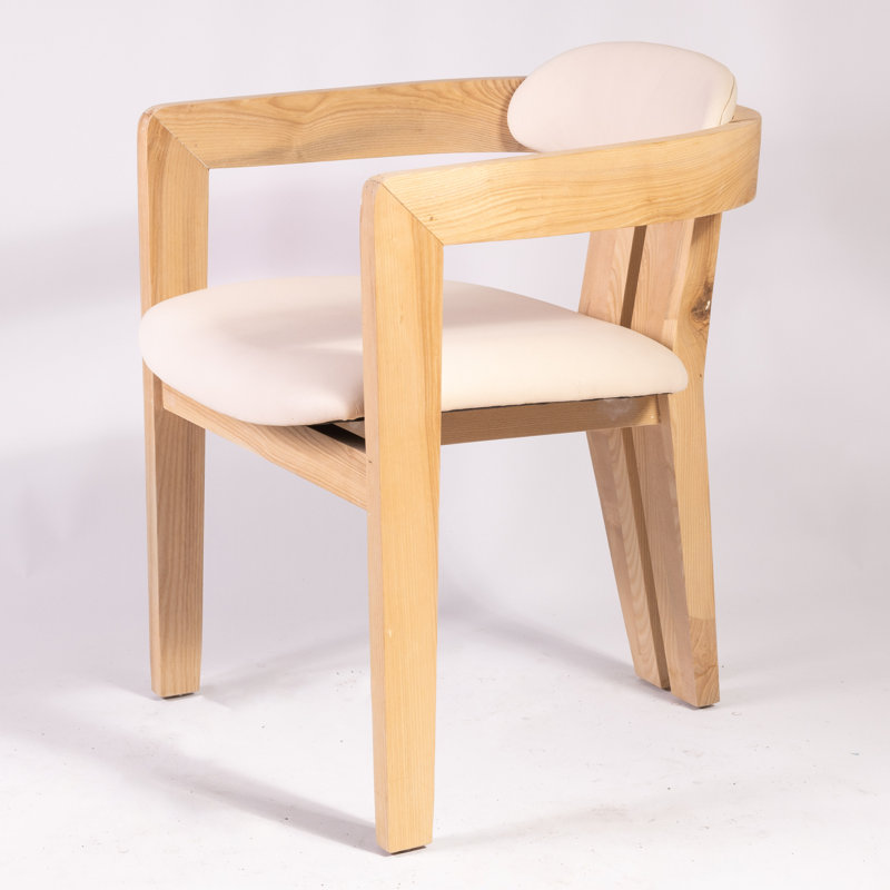 Serena Upholstered Arm Chair, White, Oak 
