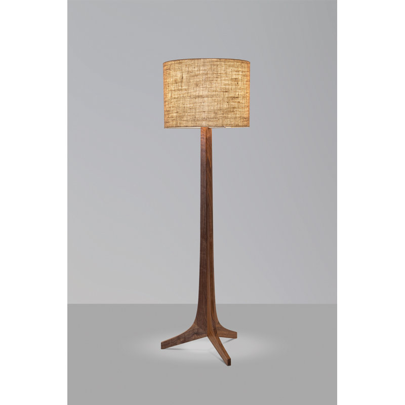 Nauta Floor Lamp, Burlap, Walnut/Brushed Brass