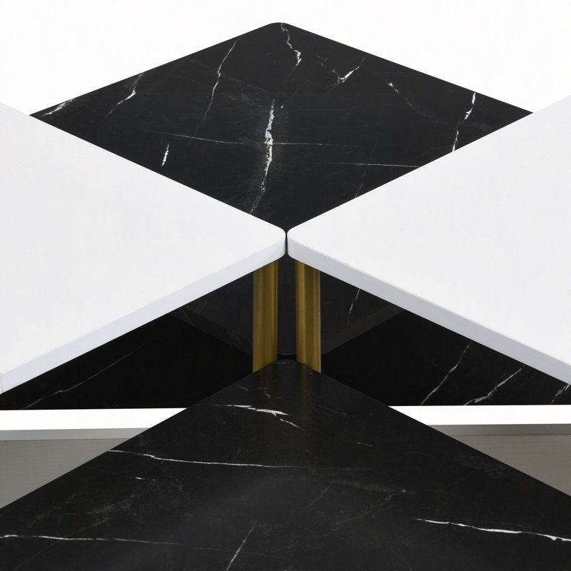 Ensemble de tables basses Modern Modern de 4 pièces, Noir / blanc