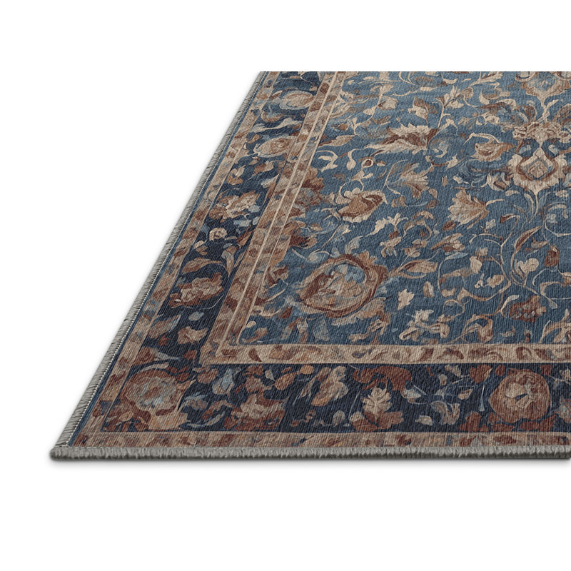 Machine Washable Gray Area Rug, Round 7'