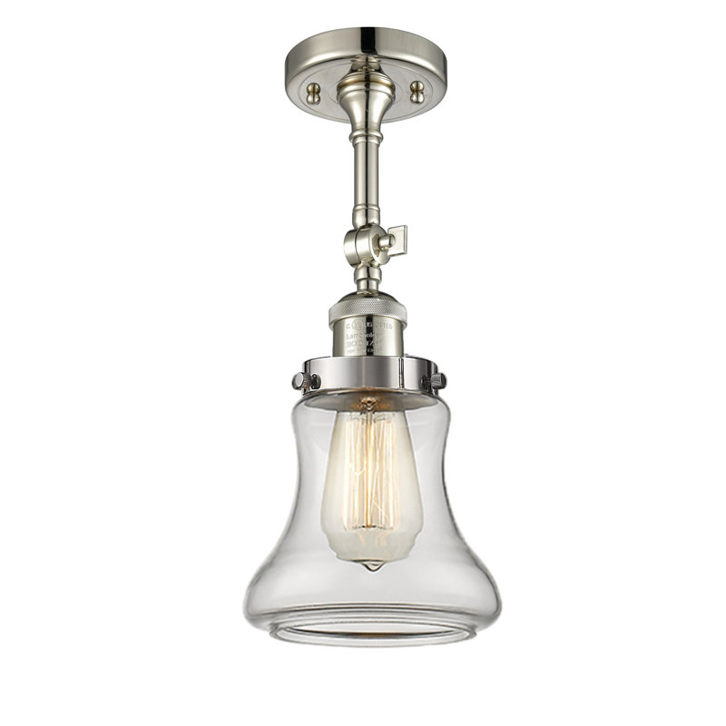 Edda Glass Semi Flush Mount, Polished Nickel, Clear